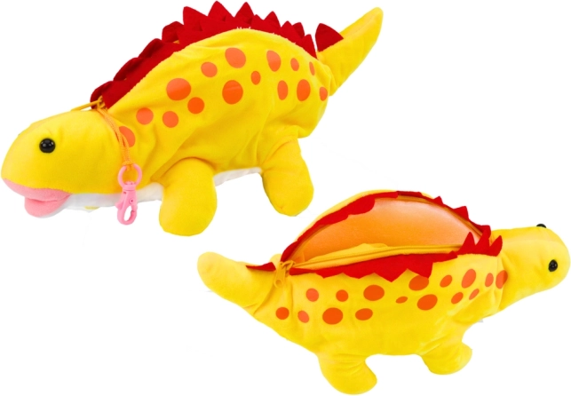 Trousse cachette dinosaure en peluche jaune