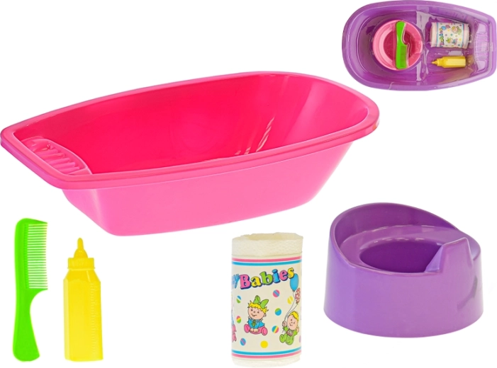 Baignoire pour poupées avec ensemble d’accessoires 40 cm