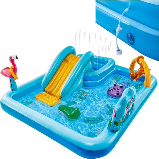 Aire de jeux aquatique gonflable pour enfants Intex Jungle avec toboggan et fontaine