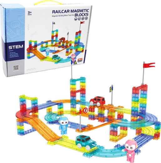 Piste de course magnétique 154 pièces avec voitures électriques