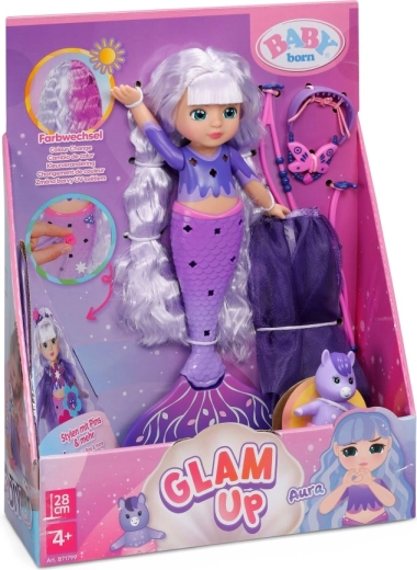 BABY born sirène Aura Glam Up aux cheveux changeant de couleur
