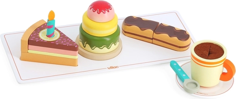 Vilac – set en bois pour café des enfants avec gourmandises