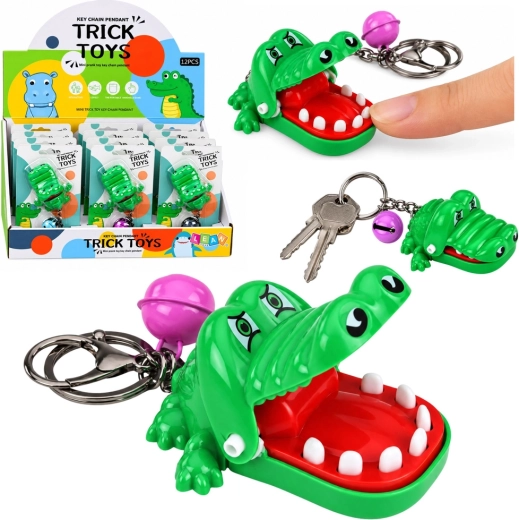 Pendentif crocodile mordeur avec grelot vert