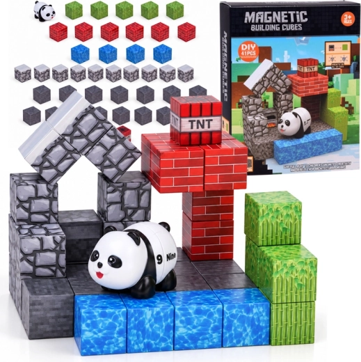 Blocs de construction magnétiques Panda, 41 pièces