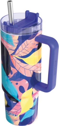 Mug isotherme en acier inoxydable Quokka Vibe Midnight Forest avec paille 880 ml