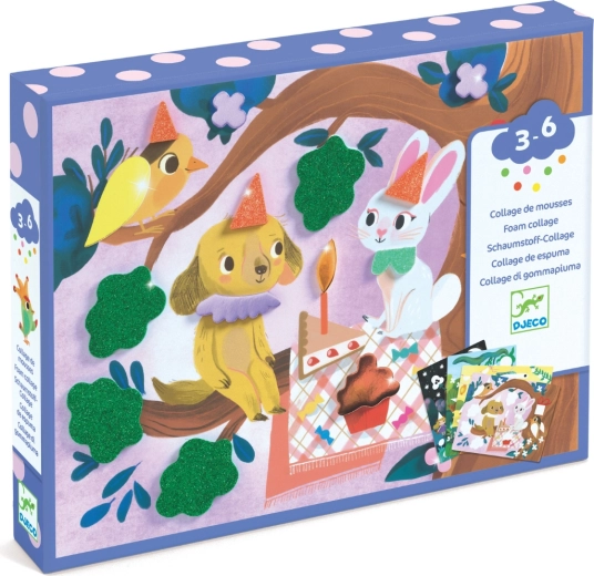 DJECO collage en mousse Fêtes scintillantes – kit créatif pour enfants