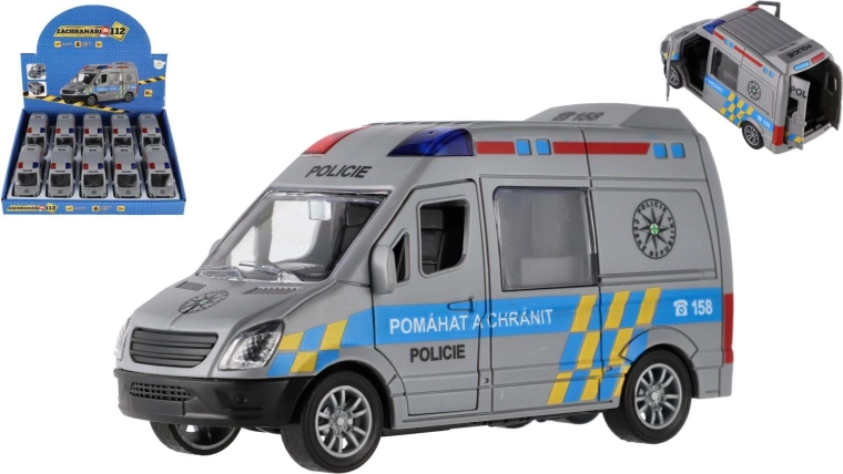 Voiture de police en plastique 12 cm à friction, 10 pcs en boîte