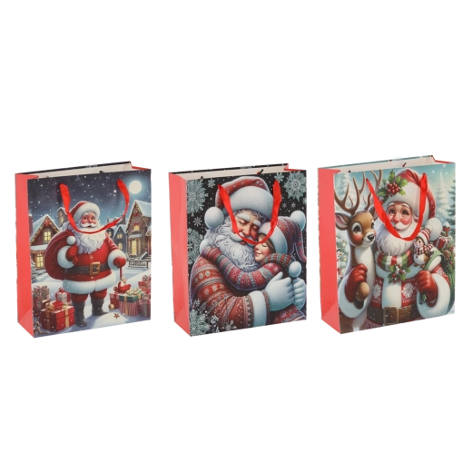 Sac cadeau de Noël avec motif du Père Noël, 30 × 42 × 12 cm