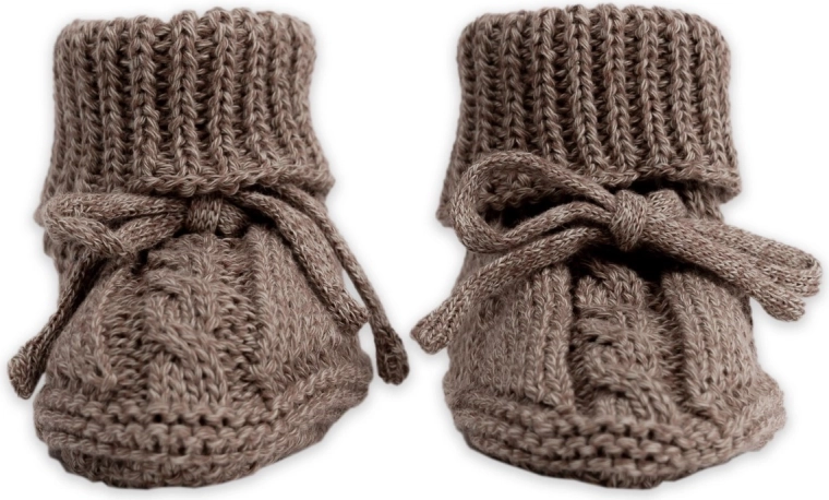 Chaussons tricotés Lodger knit cable buffalo 0–6 mois - 1 pièce