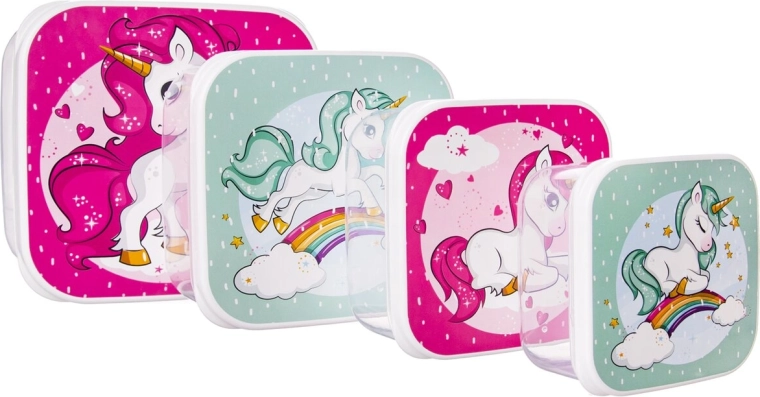 Lot de boîtes à goûter pour enfants à motif licorne (4 pcs)
