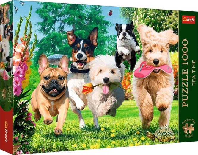 Trefl Puzzle Premium Plus Tea Time : Farces de chiens au jardin 1000 pièces