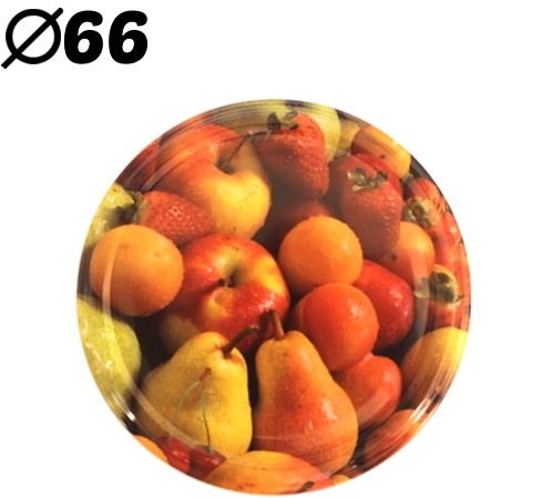 Couvercles métalliques de stérilisation motif fruits 66 mm