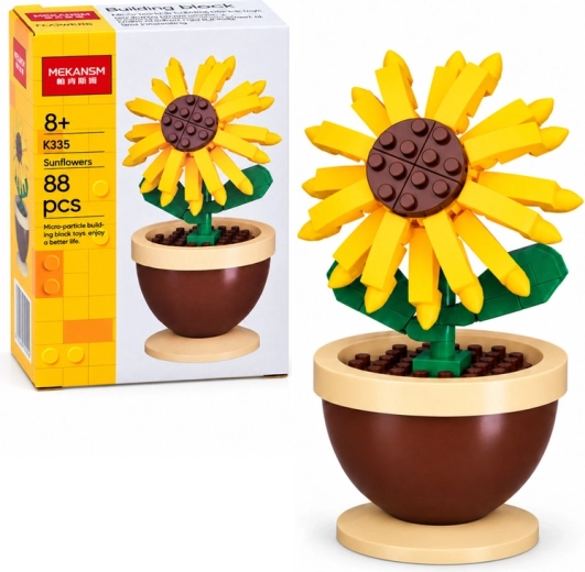 Kit de construction mini tournesol en pot, 88 pièces