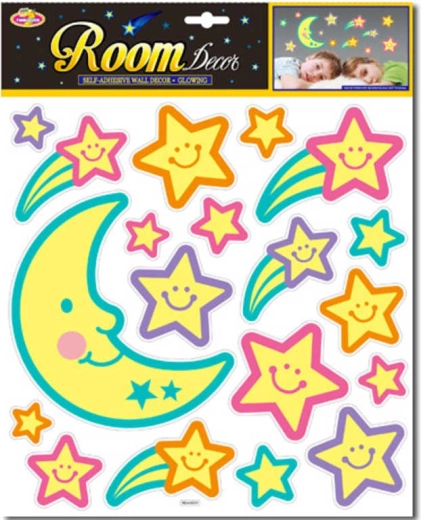 Décoration lumineuse autocollante ciel nocturne – lune et étoiles