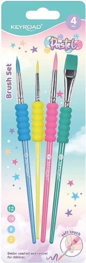 Set de pinceaux KEYROAD Pastel avec poignée en mousse souple, 4 pcs