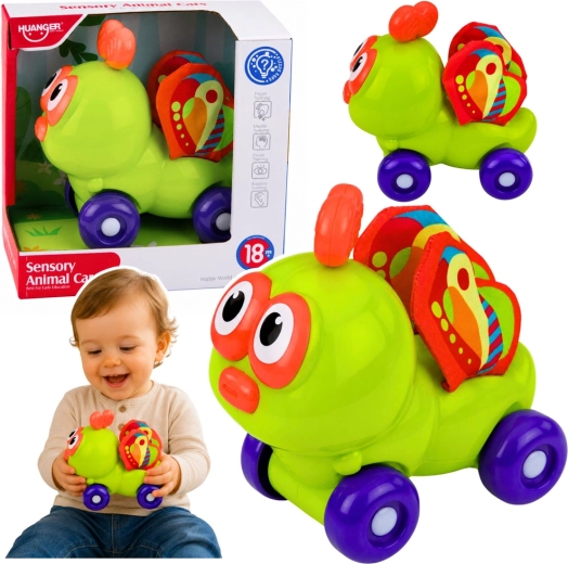 Voiture sensorielle interactive abeille pour tout-petits – verte
