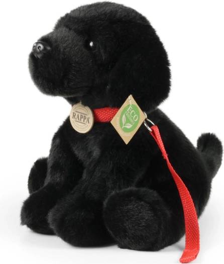 Rappa labrador en peluche noir avec laisse 28 cm éco‑responsable