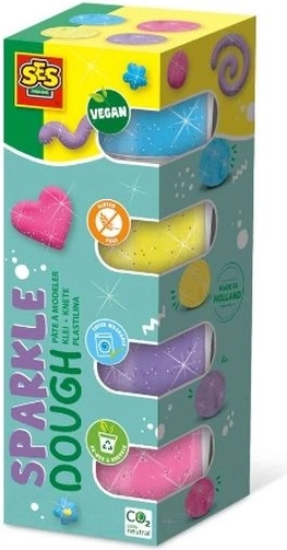 Pâte à modeler pailletée SES 4×90 g