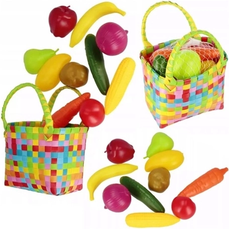 Set enfant de fruits et légumes dans un panier, 11 pièces
