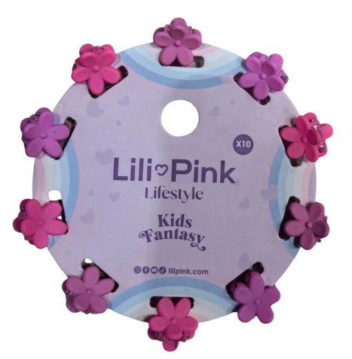 PINK lot de pinces à cheveux fleur rose et violet (10 pcs)