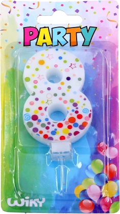 Bougie de fête numéro 8 à pois