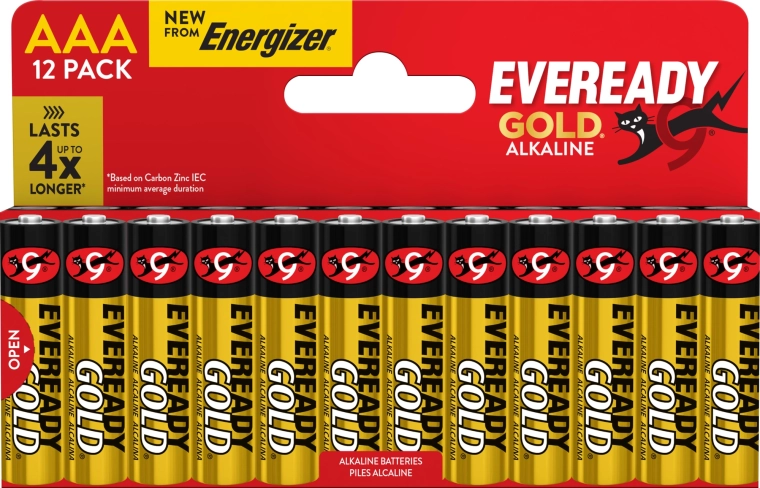 Piles alcalines Energizer Eveready Gold AAA, lot de 12