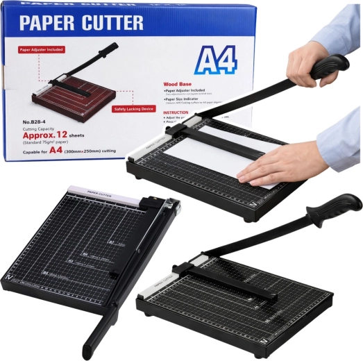 Guilotine de bureau pour papier A4, métallique, noire