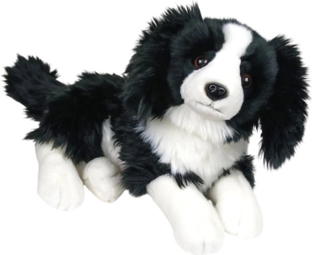 Chien en peluche Border Collie couché 30 cm