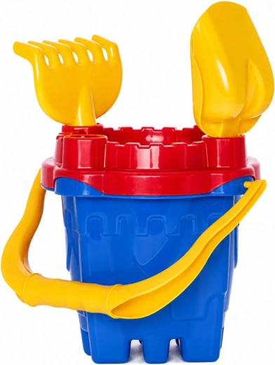 Set de jeux de sable château – seau, tamis, pelle et râteau (4 pièces)