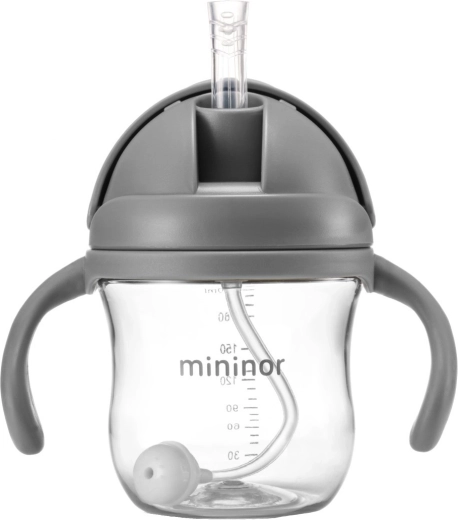 Biberon avec paille Mininor Tritan Grey Seal 330 ml
