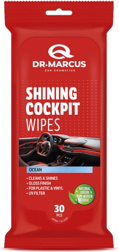 Lingettes humides Dr. Marcus Titanium pour tableau de bord, effet brillant, Ocean, 30 pièces
