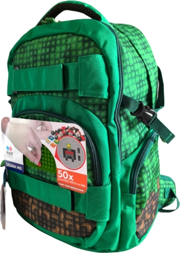Sac à dos étudiant PIXIE CREW vert Mine&Craft 100 pixels