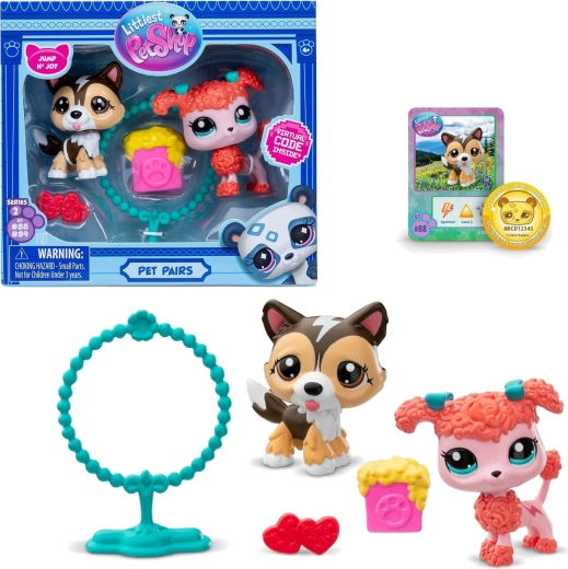 Hasbro Littlest Pet Shop Pet Pairs Jump N' Joy – ensemble de figurines de chiens et accessoires