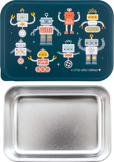 A Little Lovely Company boîte à goûter en acier inoxydable avec couvercle, robots