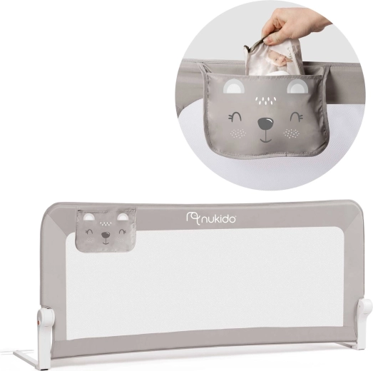 Barrière de lit pour enfant 150 × 66 × 35 cm Nukido – gris