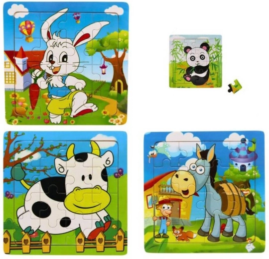Puzzle en bois avec animaux 15 × 15 cm, 16 pièces - 1 pièce