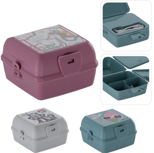 Boîte à déjeuner 1300 ml – bleu clair avec imprimé