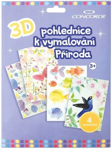Cartes postales 3D à colorier Nature