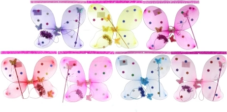 Ailes de papillon avec petites fleurs – set avec serre-tête et baguette