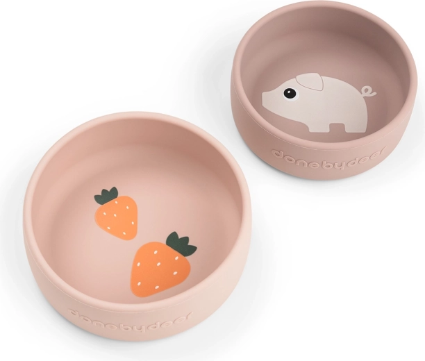 Done by Deer set de bols en silicone Pigee rose 2 pcs