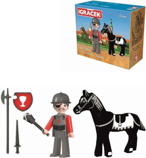 Figurine Igráček Jan Žižka de Trocnov et de Kalich – set avec cheval et accessoires