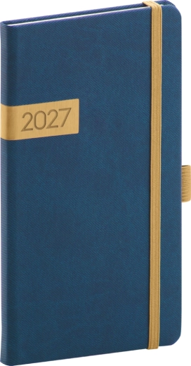 Agenda de poche Notique Twill 2027 bleu-or 9 × 15,5 cm
