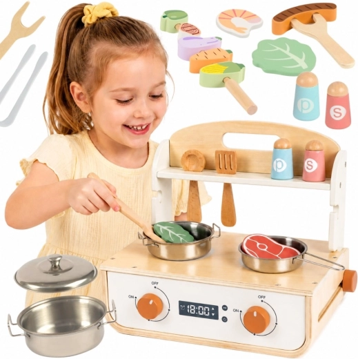 Cuisine en bois avec gril et accessoires Tooky Toy