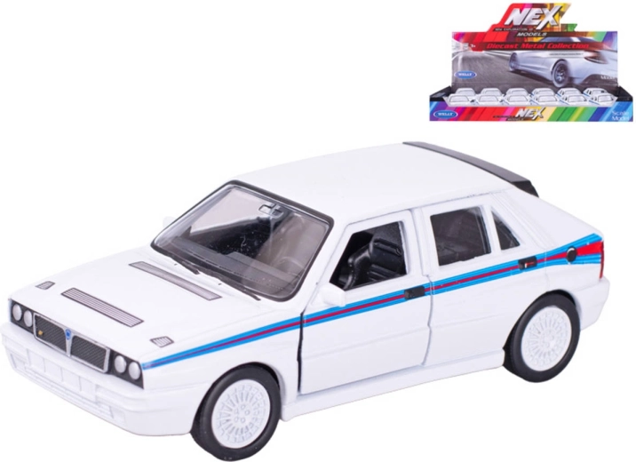Modèle de voiture Welly Lancia Delta HF Martini à rétrofriction blanc 11,5 cm