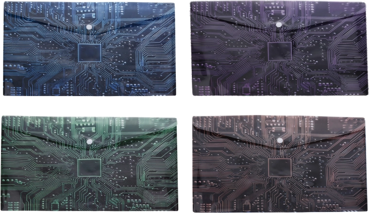Pochette plastique à bouton-pression 16,5 × 12 cm avec motif de carte mère