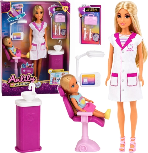 Poupée Anlily dentiste avec cabinet dentaire et accessoires 30 cm