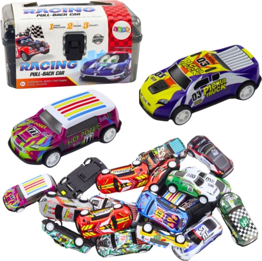 Set de petites voitures dans une valise avec tapis de jeu
