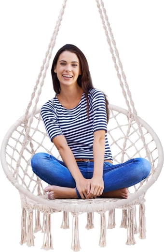 Balançoire de jardin suspendue ajourée – fauteuil suspendu « nid de cigogne », beige, charge maximale 150 kg
