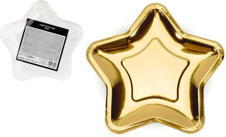 Assiette en papier en forme d’étoile dorée 18 cm - 1 pièce