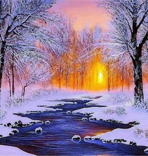 Norimpex peinture diamantée Ruisseau en hiver 30 × 40 cm